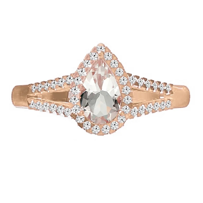 Women’s minimalist rings-10K Gold Morganite and Diamond Ring