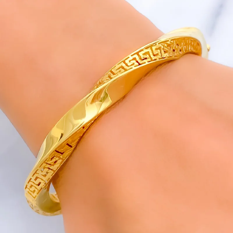 Women’s oversized bangles-Refined Engraved 21k Gold Bangle Bracelet