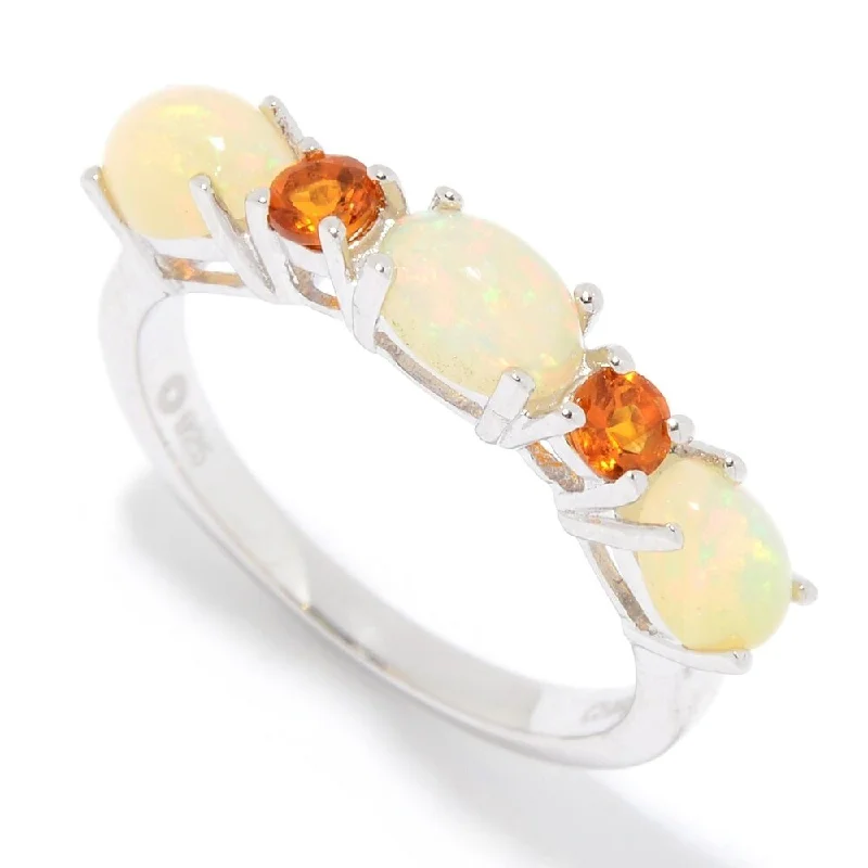 Women’s infinity wedding rings-Sterling Silver Ethiopian Opal & Citrine 5-Stone Band Ring