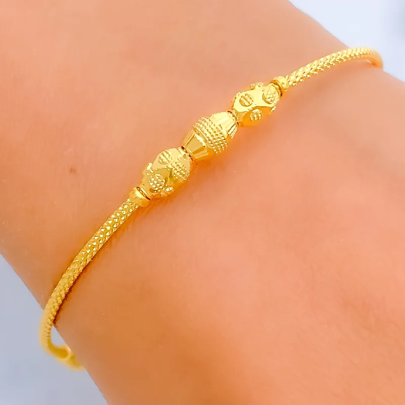 Women’s gemstone bracelets-Sparkling Dotted 22k Gold Bangle Bracelet