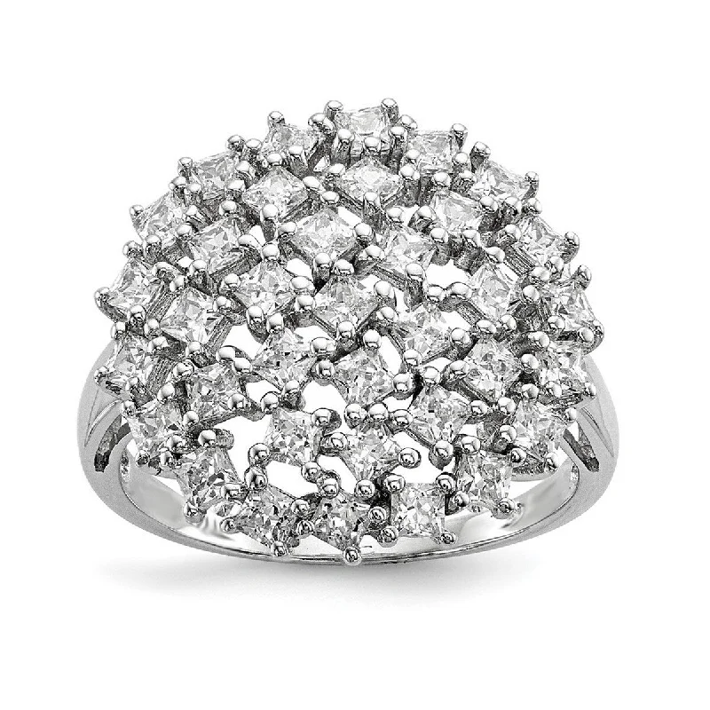 Women’s men’s rings for women-Curata 925 Sterling Silver Rhodium Plated CZ Cubic Zirconia Simulated Diamond Ring