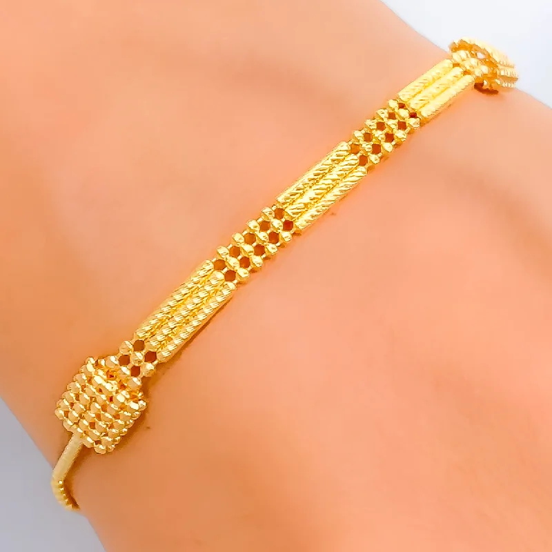 Women’s engraved bangles-Graceful Jazzy 22K Gold Bracelet