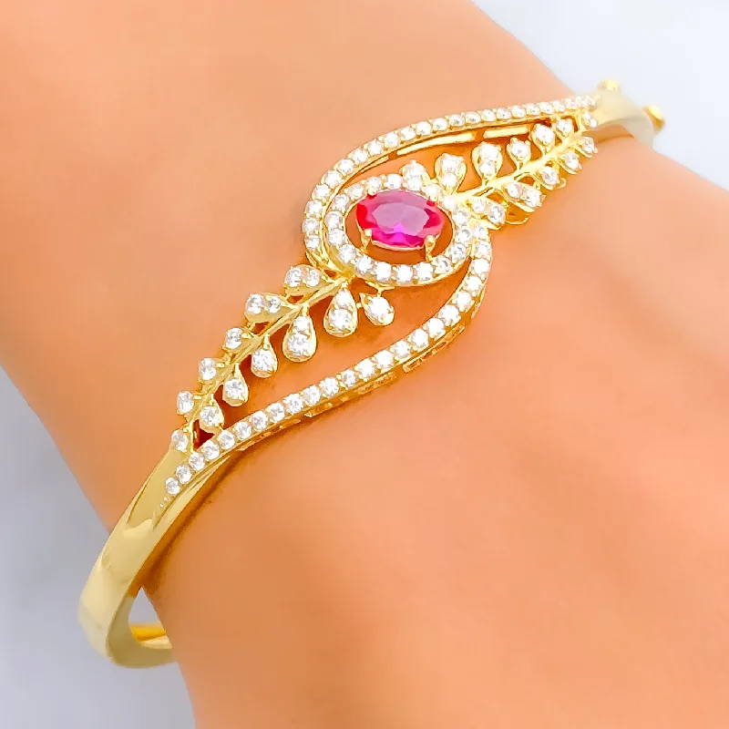 Women’s bangles-Priceless Floral Vine Diamond + 18k Gold Bangle Bracelet