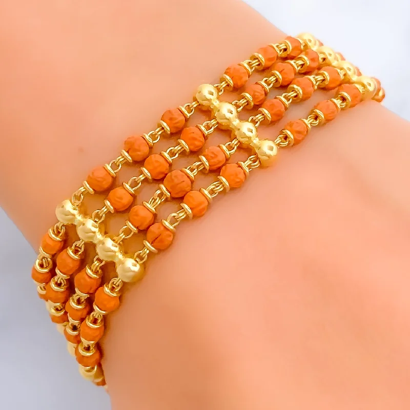 Women’s charm bangles-Classy Draped 22k Gold Rudraksh Bracelet