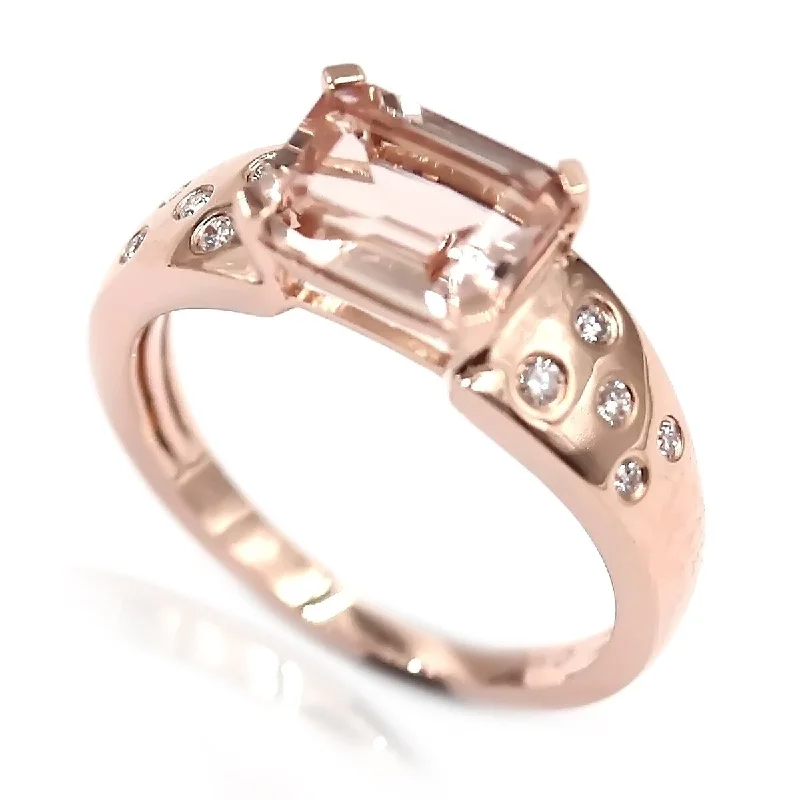 Women’s nature-inspired rings-14Kt Rose Gold Morganite and Diamond Ring