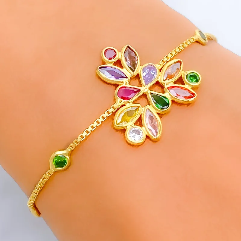 Women’s modern bangles-Captivating Regal 22k Gold CZ Bracelet