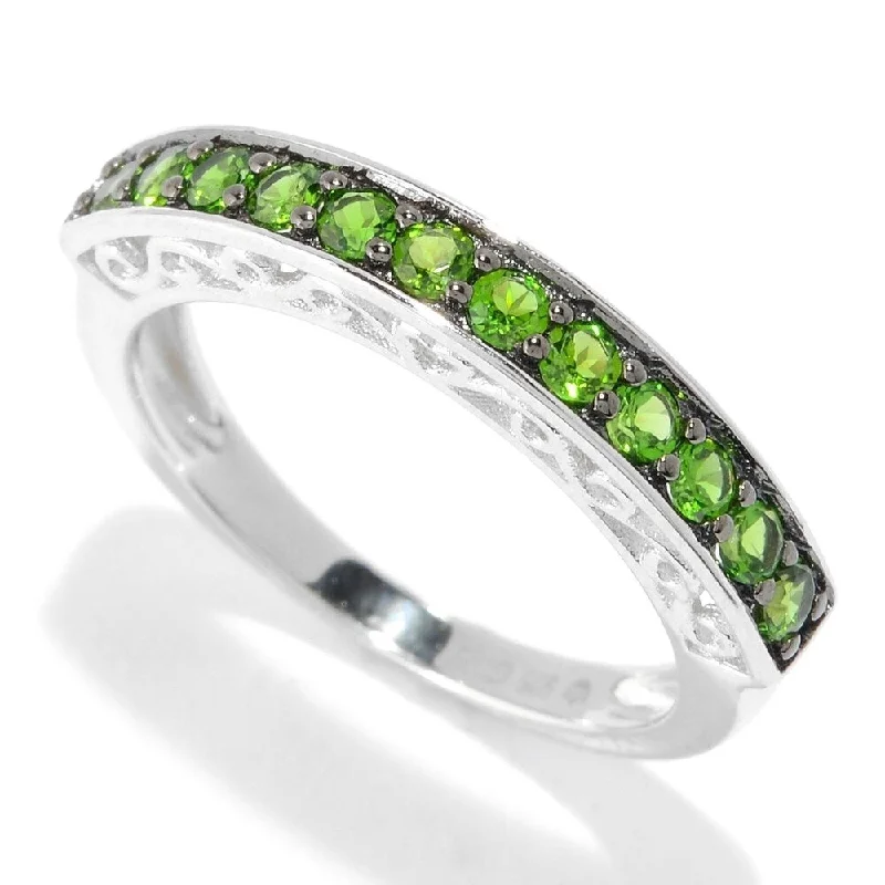 Women’s love rings-Rhodium Over Sterling Silver 0.45Ctw Chrome Diopside Ring