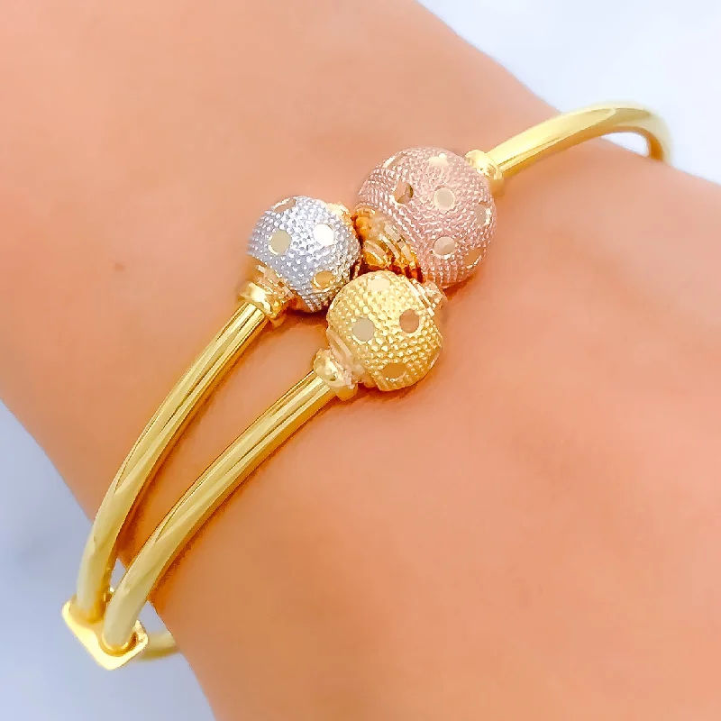 Women’s adjustable gold bracelets-Stylish Dapper Orb 22k Gold Bangle Bracelet