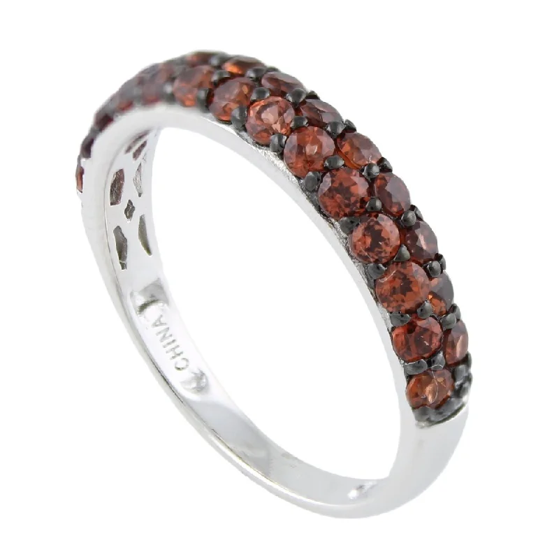 Women’s stackable rings-Sterling Silver Red Garnet Stack Band Ring