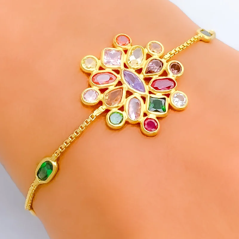 Women’s fashion bracelets-Clustered Adorned 22k Gold CZ Bracelet