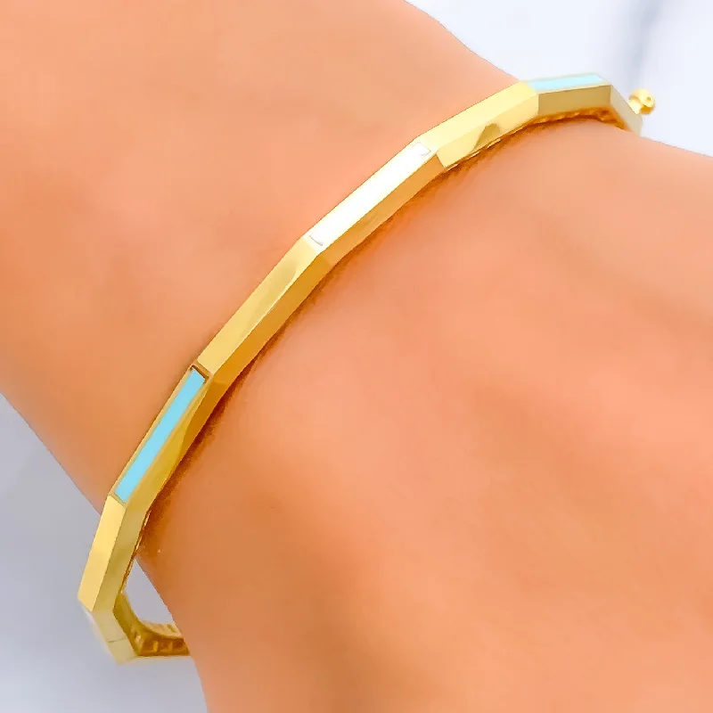 Women’s luxury gold bracelets-Dainty Multi-Color 21k Gold Bangle Bracelet