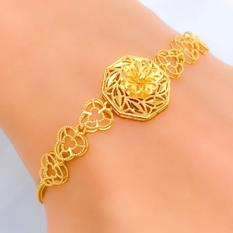 Women’s statement bracelets-Bold Elevated 21k Gold Bracelet