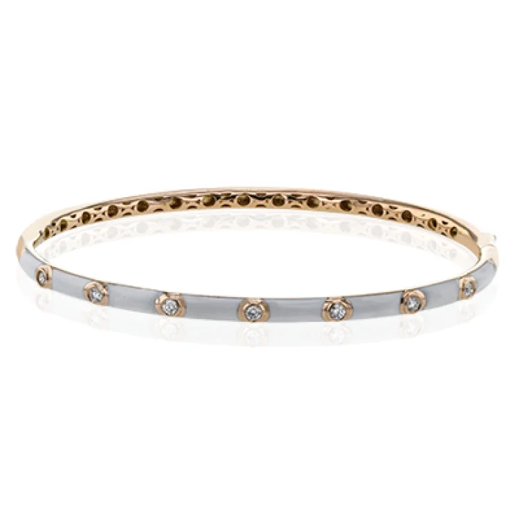 Women’s thin bracelets-Stacked or worn alone, this enamel bangle provide the perfect touch, with .21 ctw of white bezel set diamonds.