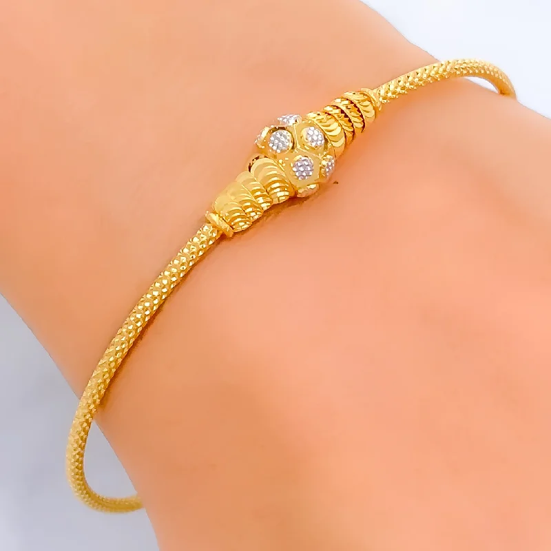 Women’s bangles sets-Ornate Radiant 22k Gold Bangle Bracelet