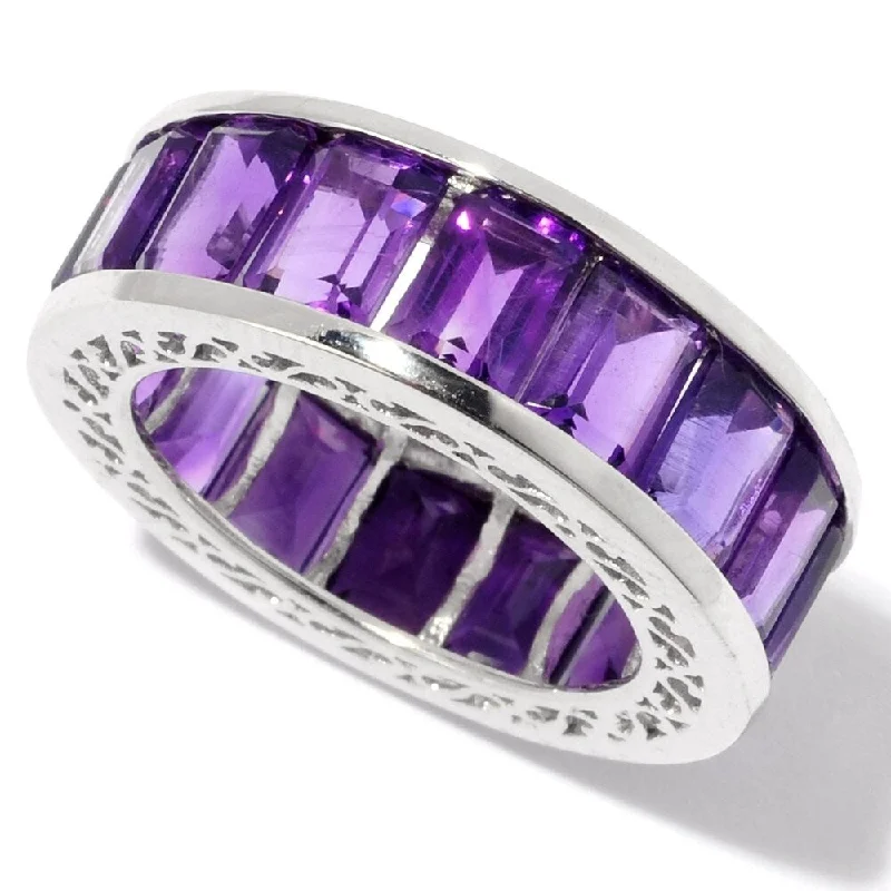 Women’s eternity rings-Sterling Silver Amethyst Eternity Band Ring