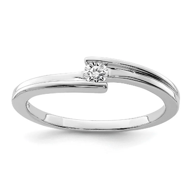 Women’s white gold rings-Curata 925 Sterling Silver Polished Diamond Ring