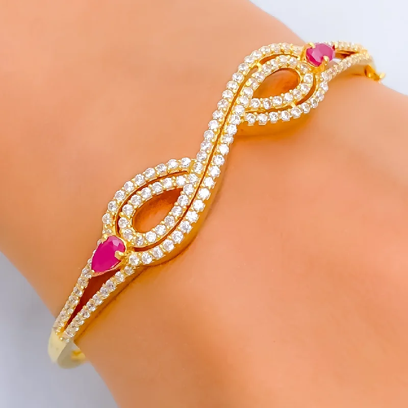 Women’s bangles-Iconic Colorful 22k Gold CZ Bangle Bracelet