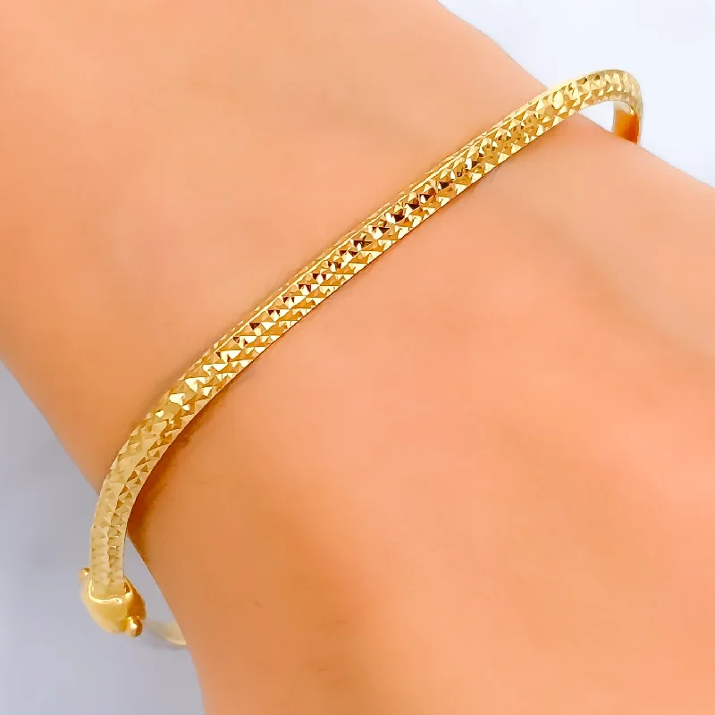 Women’s romantic bangles-Textured Dual Tone 22k Gold Bangle Bracelet