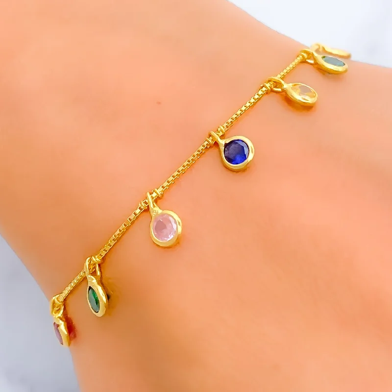 Women’s leather bracelets-Accented Shimmering 22k Gold CZ Bracelet