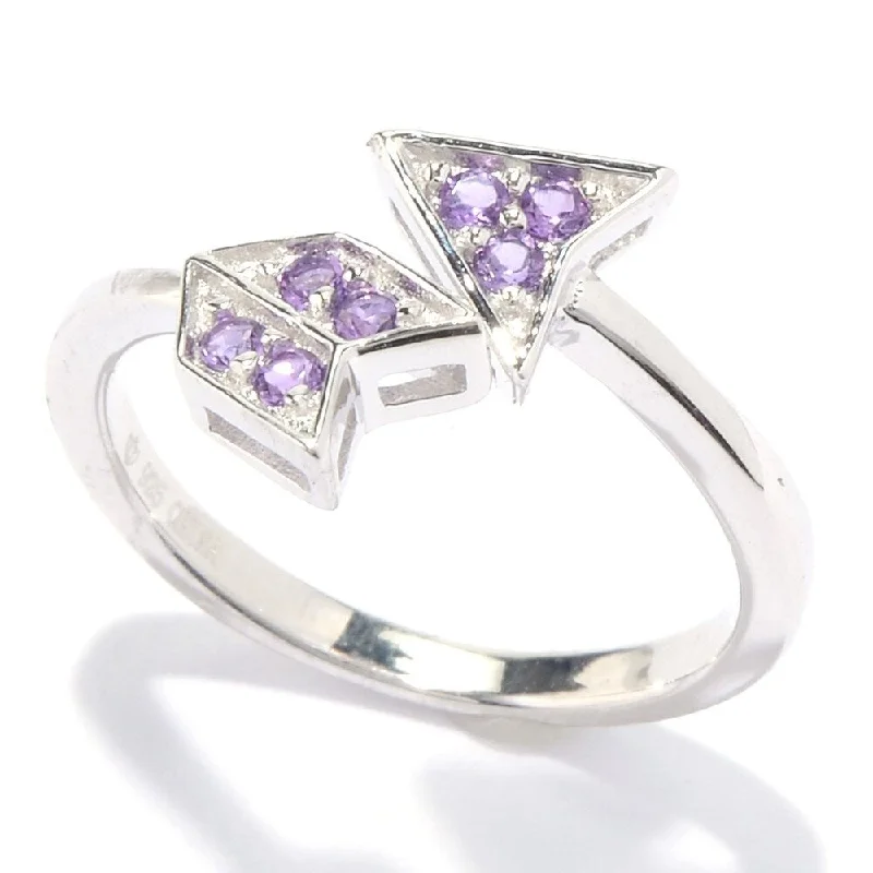 Women’s platinum engagement rings-Sterling Silver Amethyst Arrow Toe Ring