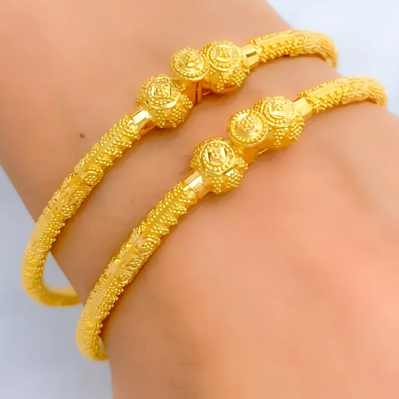 Women’s holiday bracelets-Elegant Lightweight 22k Gold Pipe Bangles