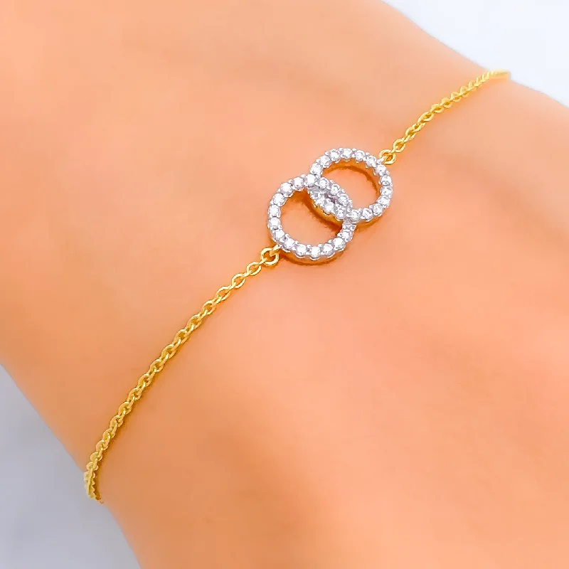 Women’s unique bangles-Elegant Dual Spiral Diamond + 18k Gold Bracelet