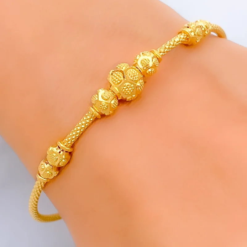 Women’s chunky bracelets-Ethereal Engraved 22k Gold Bangle Bracelet