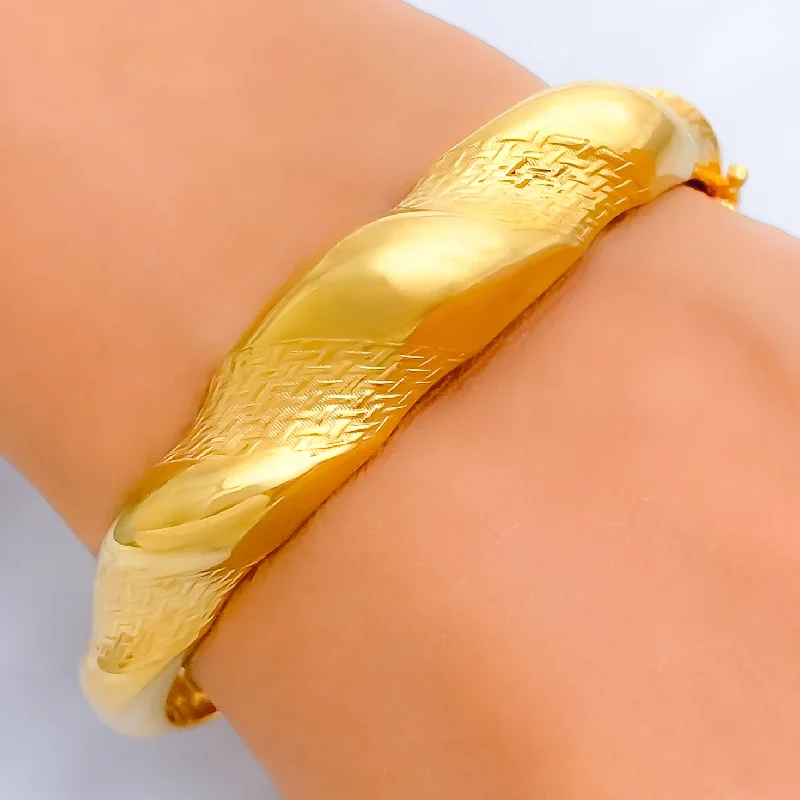 Women’s luxury gold bracelets-Bold Flowing 21k Statement Bangle Bracelet