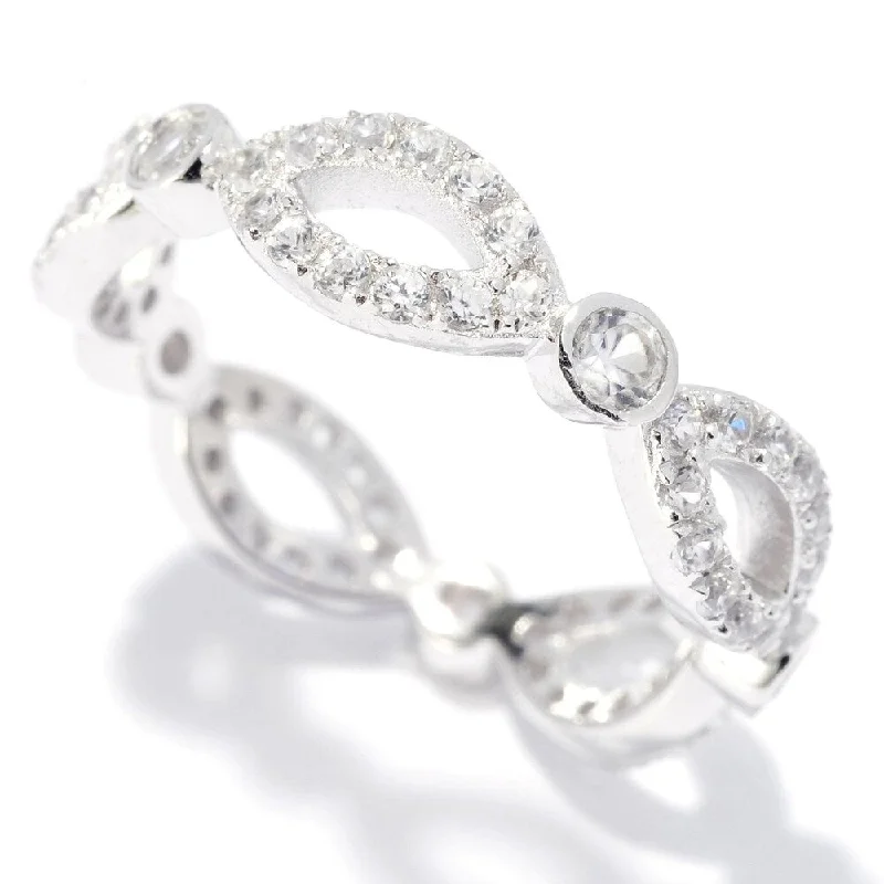 Women’s classic wedding rings-Platinum O/ Silver 1.39Ctw White Natural Zircon Eternity Ring