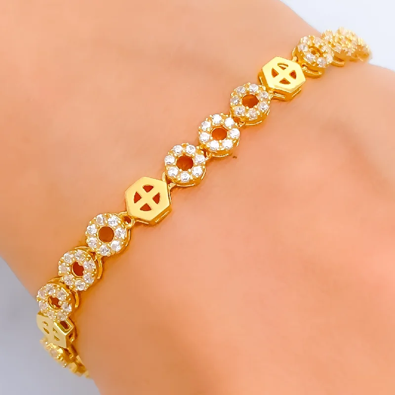 Women’s silver bracelets-Opulent Graceful 22k Gold CZ Bracelet