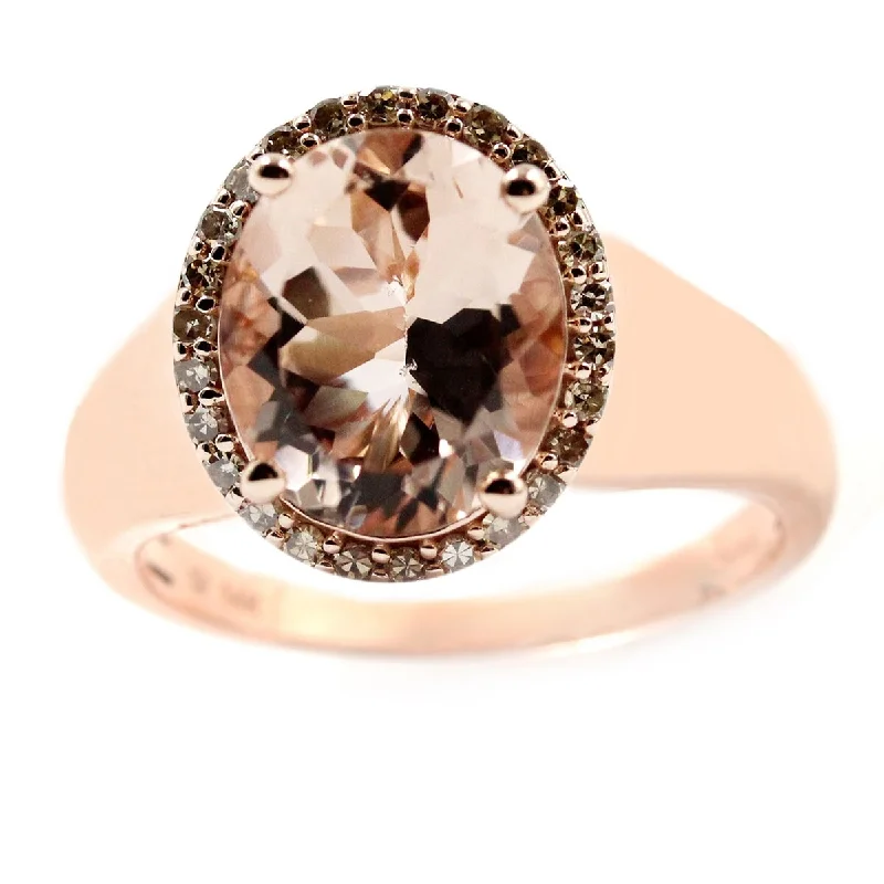 Women’s cocktail rings-14K Gold Morganite and Brown Diamond Ring