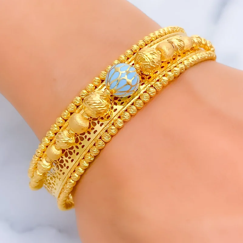 Women’s luxurious bracelets-Mesmerizing Vibrant 21K Gold Bangle Bracelet