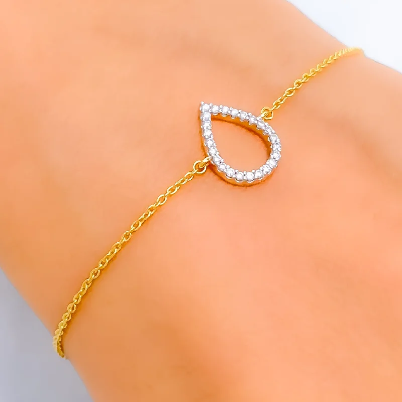 Women’s modern bracelets-Delightful Dainty Drop Diamond + 18k Gold Bracelet