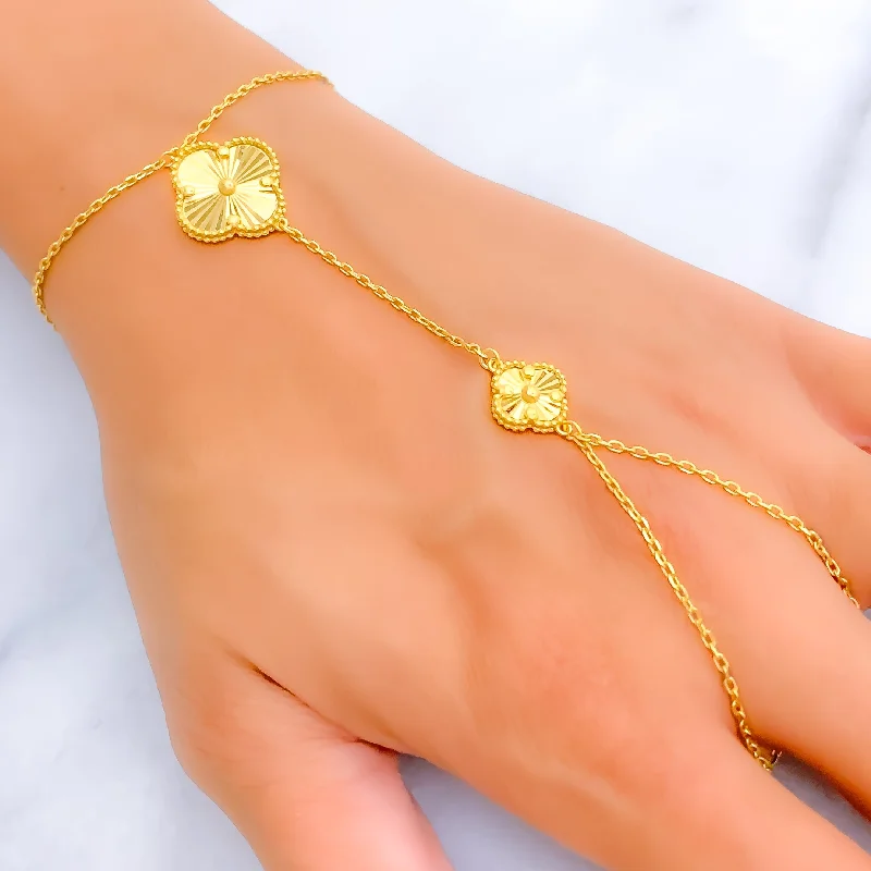 Women’s sapphire bracelets-Trendy Dynamic 21k Gold Finger Bracelet