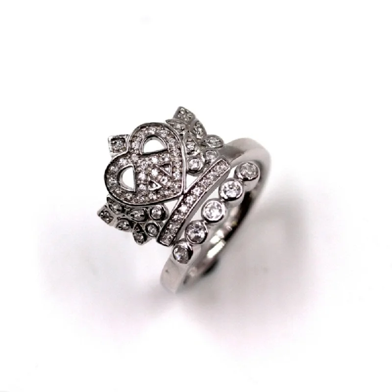 Women’s custom rings-925 Sterling Silver White Natural Zircon Crown Ring