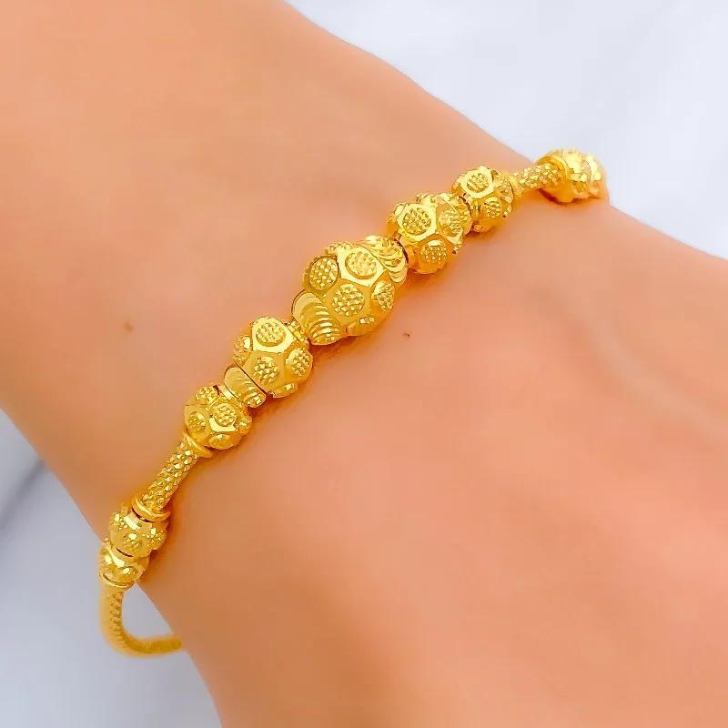 Women’s sterling silver bracelets-Timeless Dotted 22k Gold Bangle Bracelet