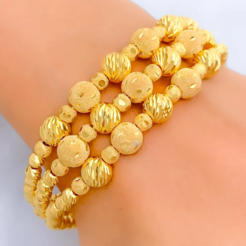 Women’s nature-inspired bangles-Chic Beaded 21k Statement Bangle Bracelet