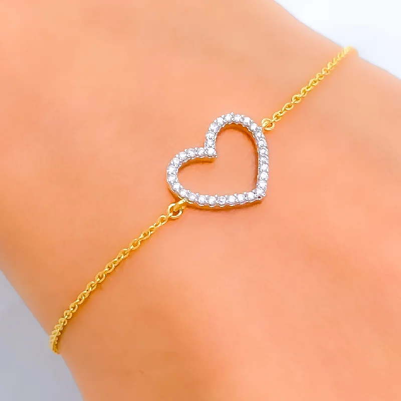 Women’s timeless bracelets-Majestic Heart-Shaped Diamond + 18k Gold Bracelet