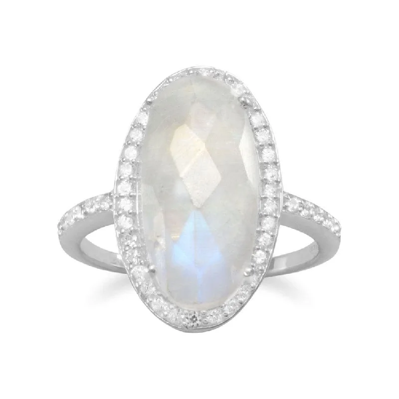 Women’s contemporary rings-Curata 925 Sterling Silver Marquis Rainbow Moonstone Ring