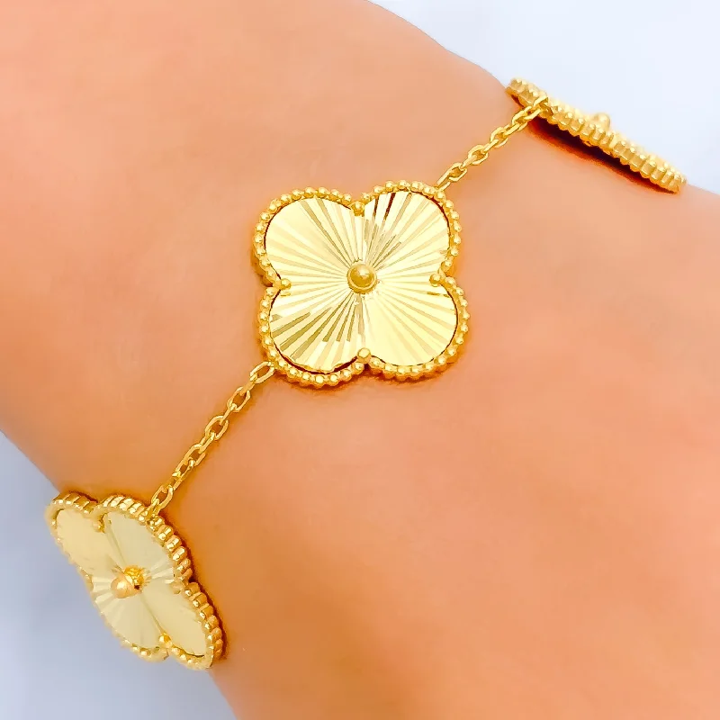 Women’s rose gold bracelets-Large 21k Gold Multi-Clover Bracelet