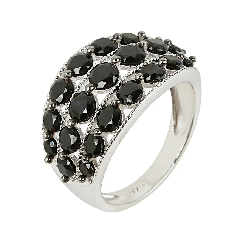 Women’s men’s style rings-925 Sterling Silver Black Spinel Ring