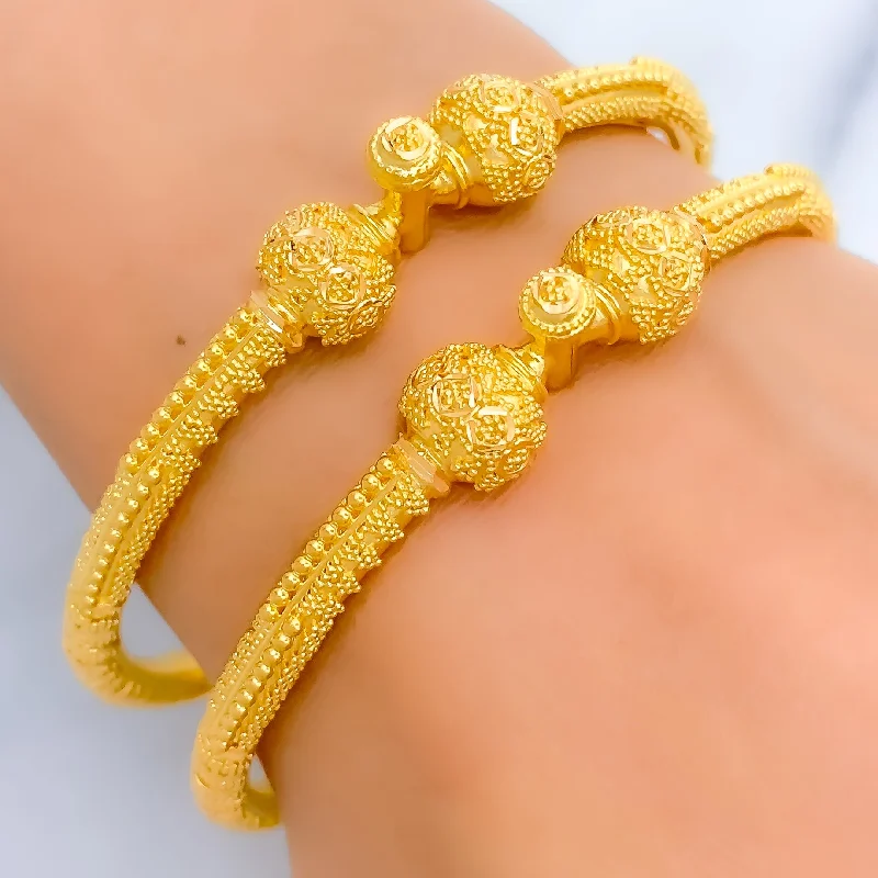 Women’s unique bangles-Intricate Festive 22k Gold Pipe Bangles