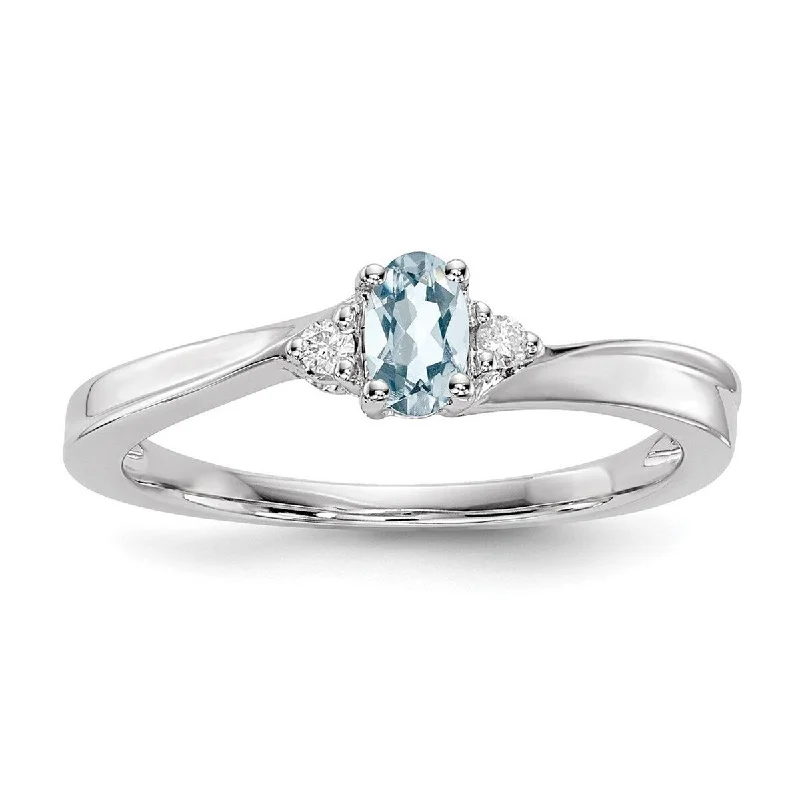 Women’s infinity wedding rings-Curata 925 Sterling Silver Rhodium Plated Aquamarine Ring