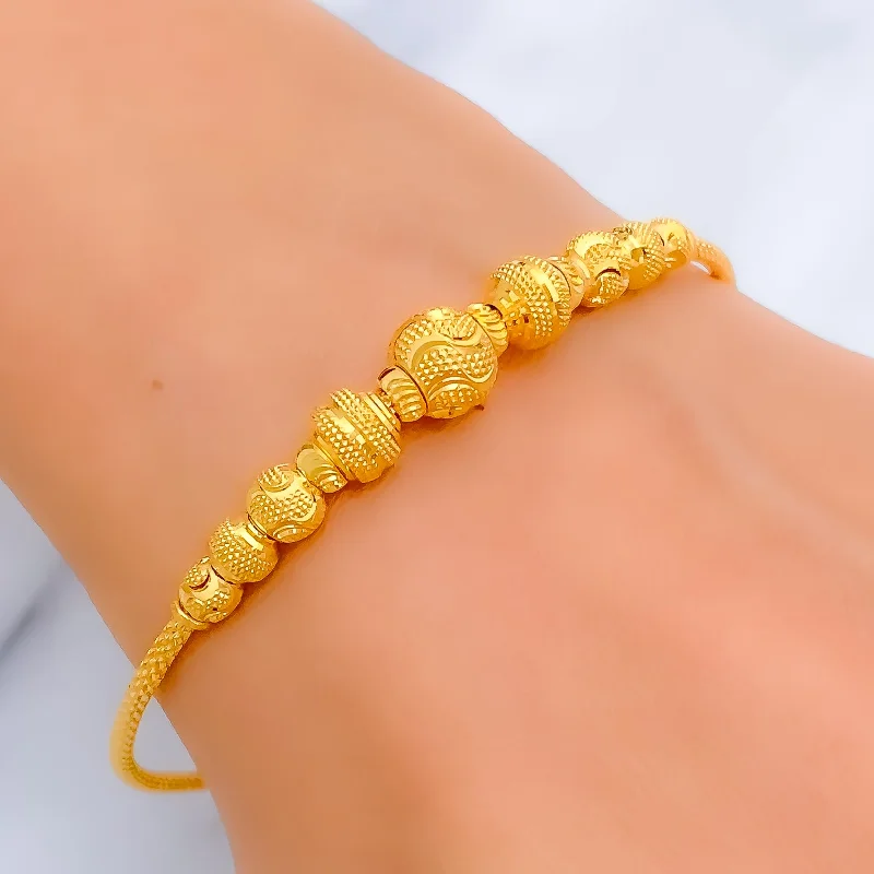 Women’s elegant bracelets-Priceless Evergreen 22k Gold Bangle Bracelet