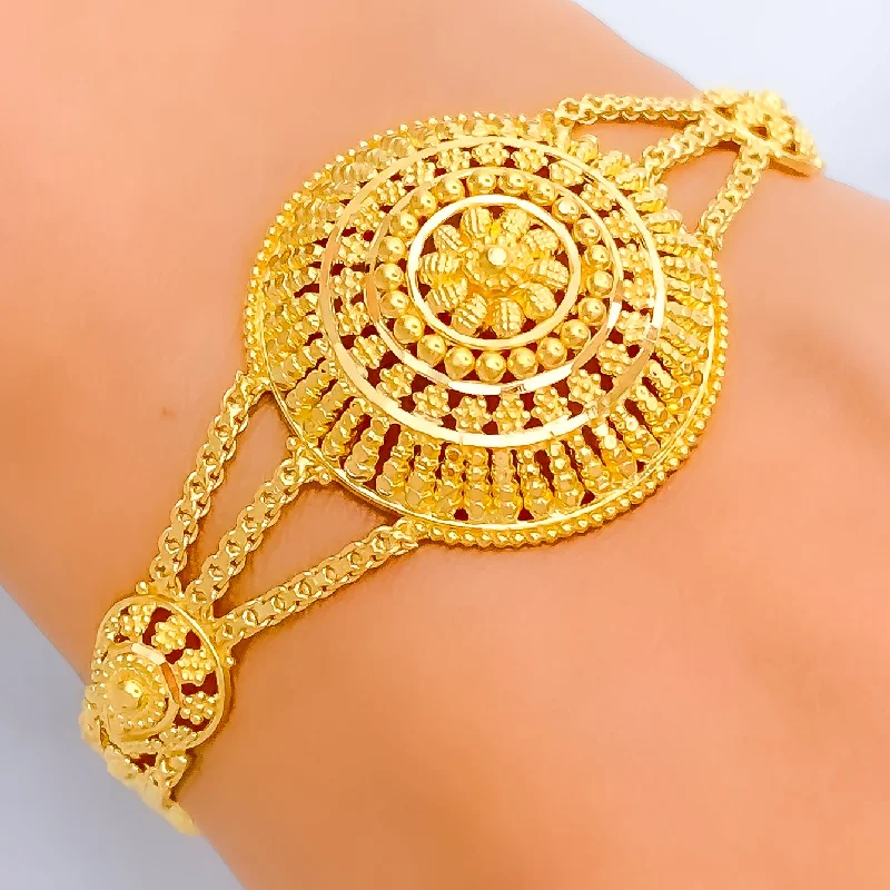 Women’s statement bracelets-Festive Floral Dome 22k Gold Bracelet