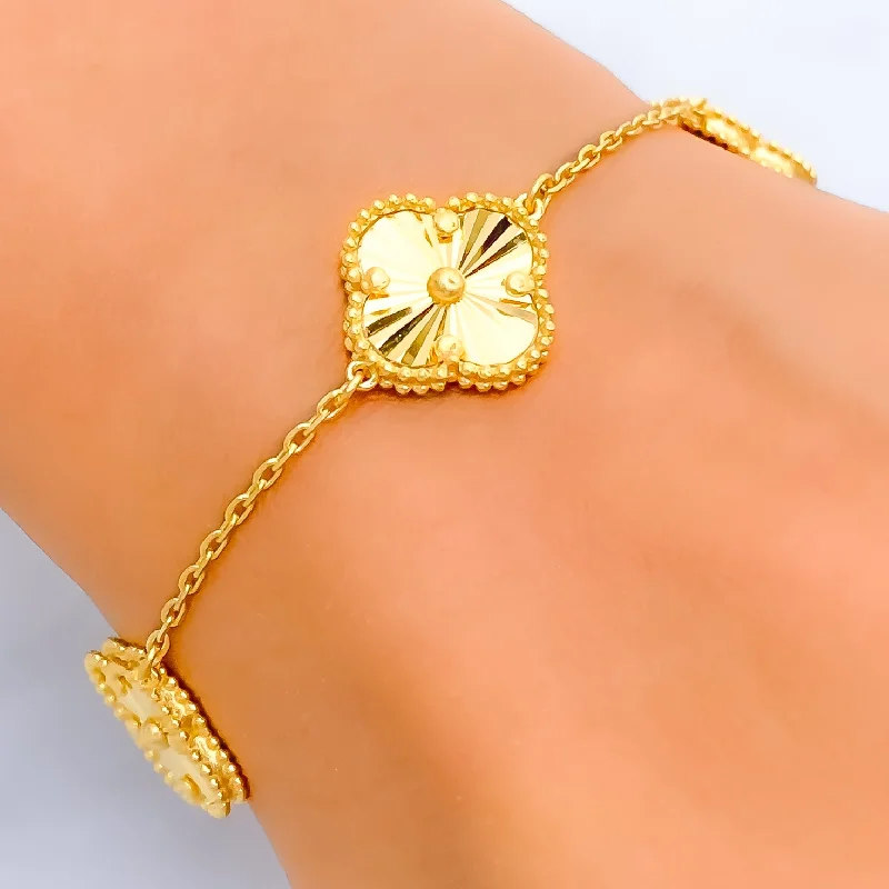 Women’s solid gold bracelets-Charming Intricate 21k Gold Bracelet