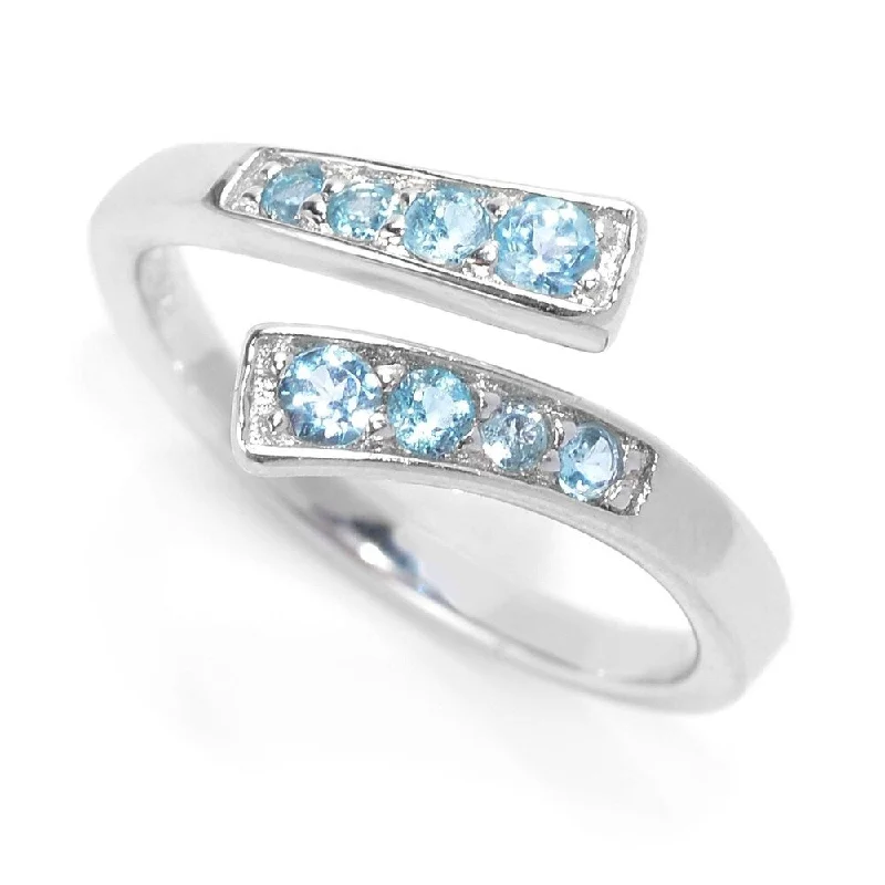 Women’s titanium rings-Sterling Silver Swiss Blue Topaz Open Bypass Toe Ring