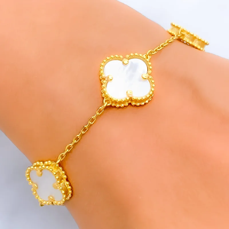 Women’s gold charm bracelets-Radiant Graceful 21k Gold Bracelet