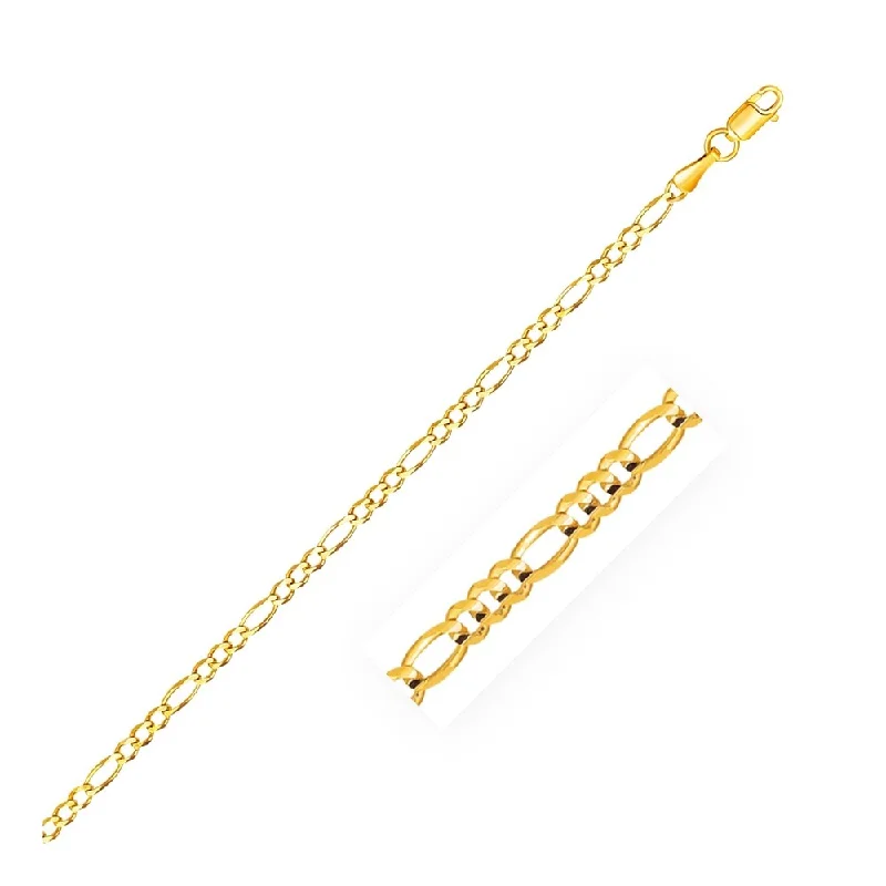 Women’s crystal bangles-2.8mm 14k Yellow Gold Solid Figaro Bracelet