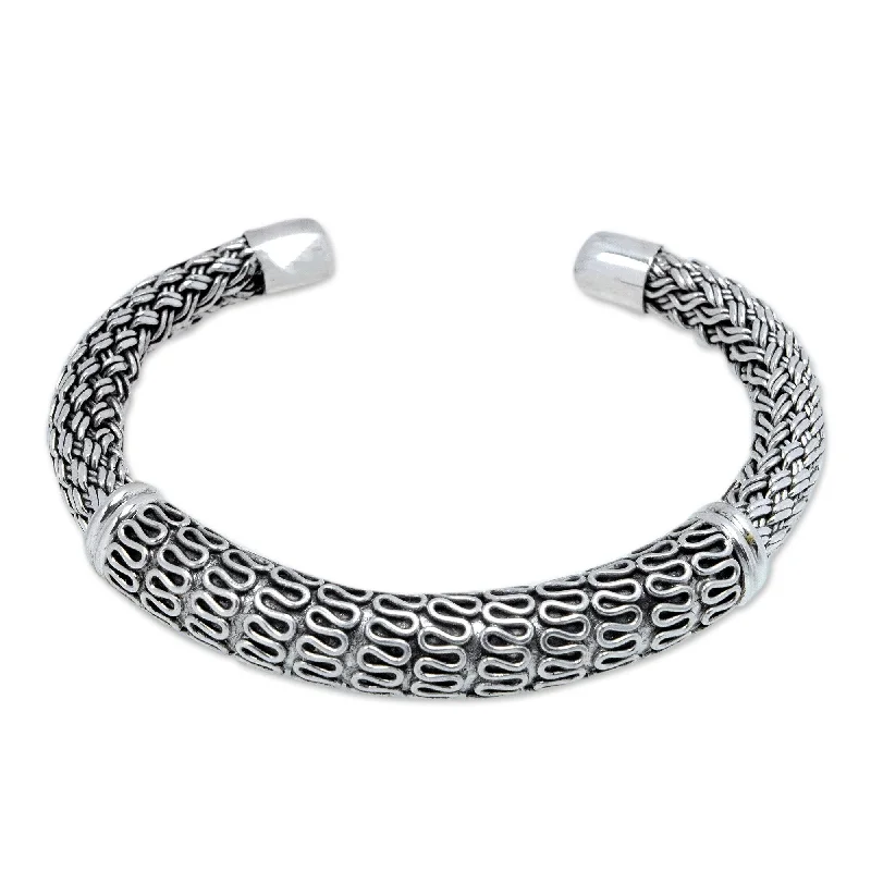 Women’s classic bangles-Novica Handmade Traditional Braid Sterling Silver Cuff Bracelet